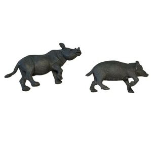 Mojo Vintage Rhinoceros Toy Animal Figures Set of‎ 2